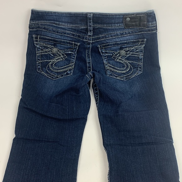 Silver Jeans Suki Surplus Boot Size 29 Dark wash denim with stretch Black patch - Picture 5 of 15